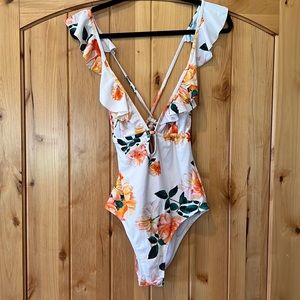 White with orange floral